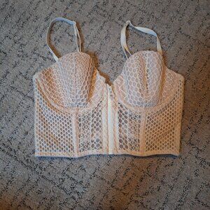 Victoria Secret White Zip Up Corset Top